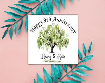 9th Anniversary Willow Card, Personalized Wedding Gift (Digital Download)
