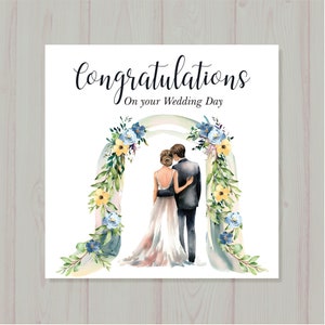 Felicitaciones a la descarga de la tarjeta de boda de la feliz pareja, plantilla de tarjeta de felicitación de boda imprimible PDF, tarjeta de boda de los novios,