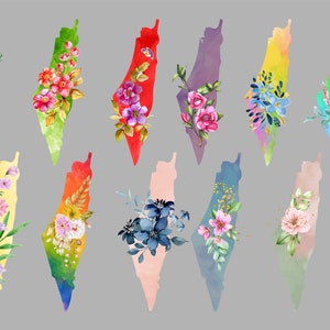 Palästina Landkarte Floral Svg Png UND Jpeg 12 Clipart Bild Vektor-Datei-Bundle's Save Palästina'