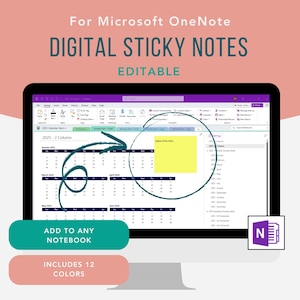 Digital Sticky Note Pack for OneNote, Customizable Notes for Microsoft OneNote, Sticky Notes for Microsoft OneNote, Desktop & Tablet Use