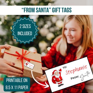 From Santa Gift Tags, Printable Santa Gift Tag, Gift From Santa Tags, Will Customize up to 4 Names