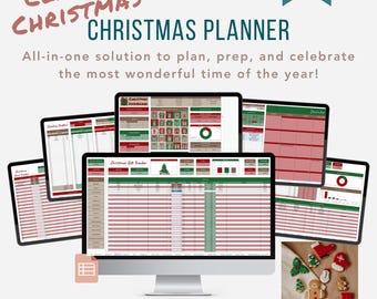 Christmas Planner Google Sheets, Classic Christmas Planner, Holiday Organizer, Digital Christmas Planner, Christmas Gift List Tracker