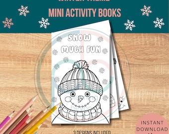 Kids Mini Coloring Book Winter | Printable Activity Book | Instant Download Winter Printable | Kids Coloring Crafts Winter Fun