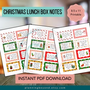 Christmas Lunchbox Notes, Lunchbox Notes for Kids Christmas Edition, Winter Lunchbox Notes, Christmas printable