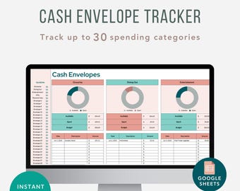 Cash Envelope Tracker Google Sheets, Digital Cash Envelopes, Budget Spreadsheet with Cash Envelope, Cash Envelope Breakdown, Cash Tracker