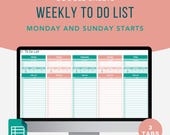 Digital Weekly To Do List Google Sheets, Daily Task Tracker, Simple To Do List, Simple, Task Tracker, Productivity Planner