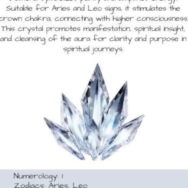 Diamond | Crystal Meaning Card Bundle | Crystal Information Cards | Gemstone Meaning Cards | Crystal Descriptions