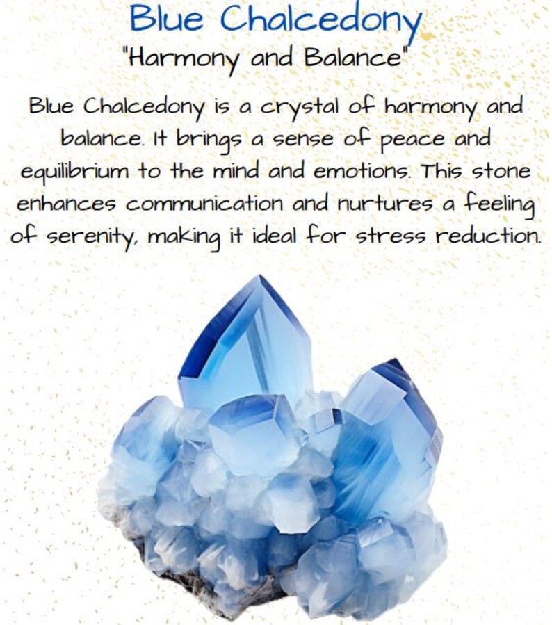 Blue Chalcedony, Crystal Meaning Card Printable PDF, Numerology, - Etsy