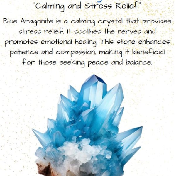 Blue Aragonite, Crystal Meaning Card - Printable PDF, Numerology,