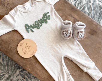 Custom Name Onesie, Baby Name Announcement Outfit, Personalized Newborn Romper