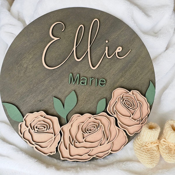 Custom Nursey Name Sign | Sign for Nursery | Wood Name Sign | Over Crib Name Sign | Custom Round Name Sign Baby| Personalized Girl Name Sign