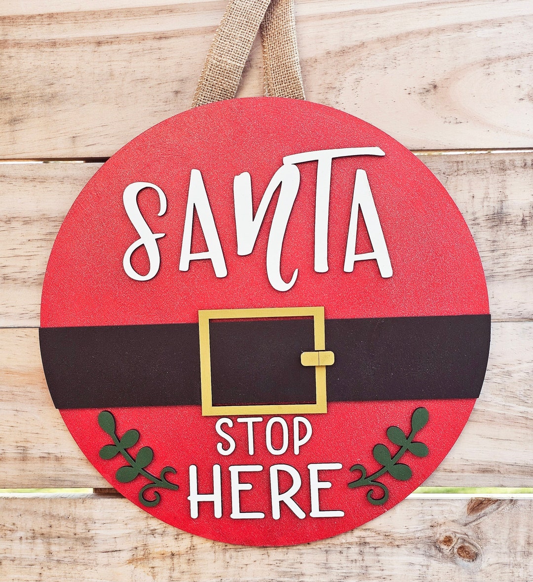 Santa Exit Sign Santa Stop Here Sign | Christmas Door Hanger | Holiday Front Porch ...