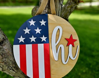 Glitzhome Wooden Patriotic/Americana Floor Décor