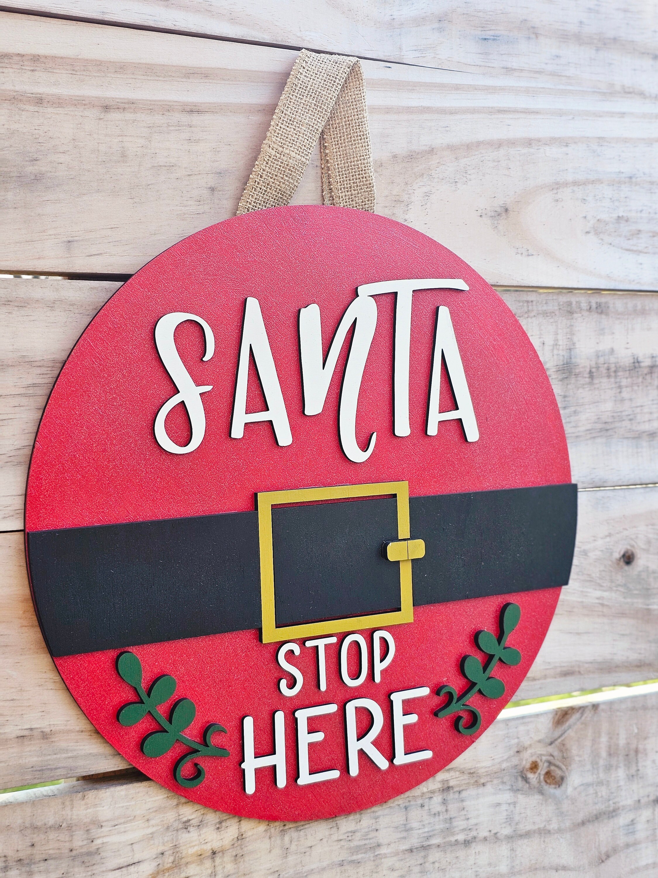Santa Exit Sign Santa Stop Here Sign | Christmas Door Hanger | Holiday Front Porch ...