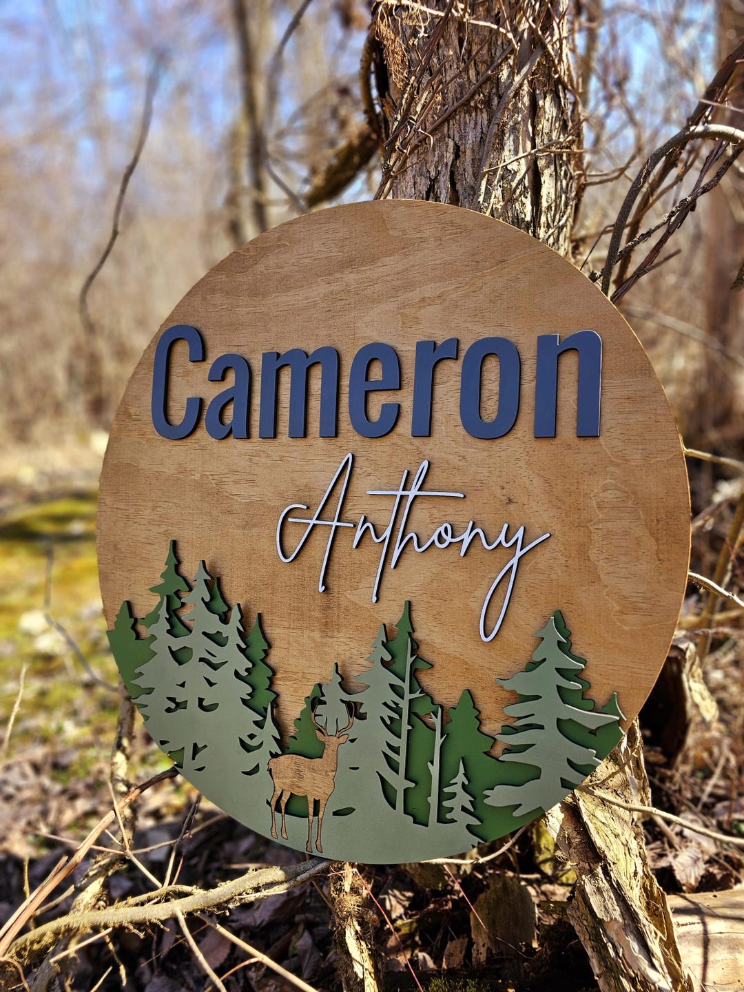 Personalized Wooden Nursery Name Sign: Custom Baby Boy Sign | Pine ...