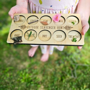Personalized Outdoor Scavenger Hunt Tray: Montessori Nature Game | Gifts for Kids | Outdoor Games | Nature Hike Game | All Age Gift for Kids