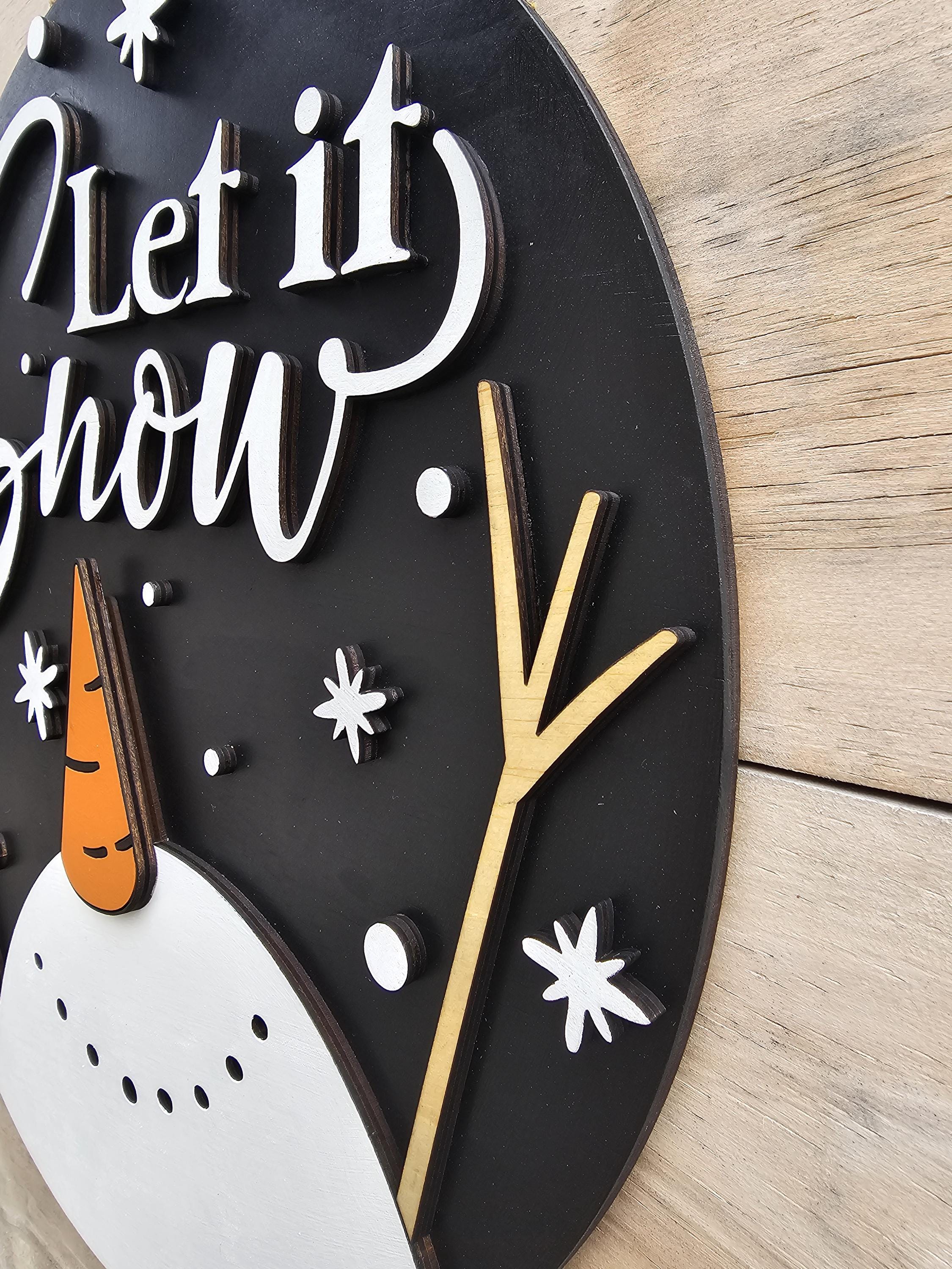Let It Snow Snowman Sign | Winter Door Hanger | Christmas Front Door ...
