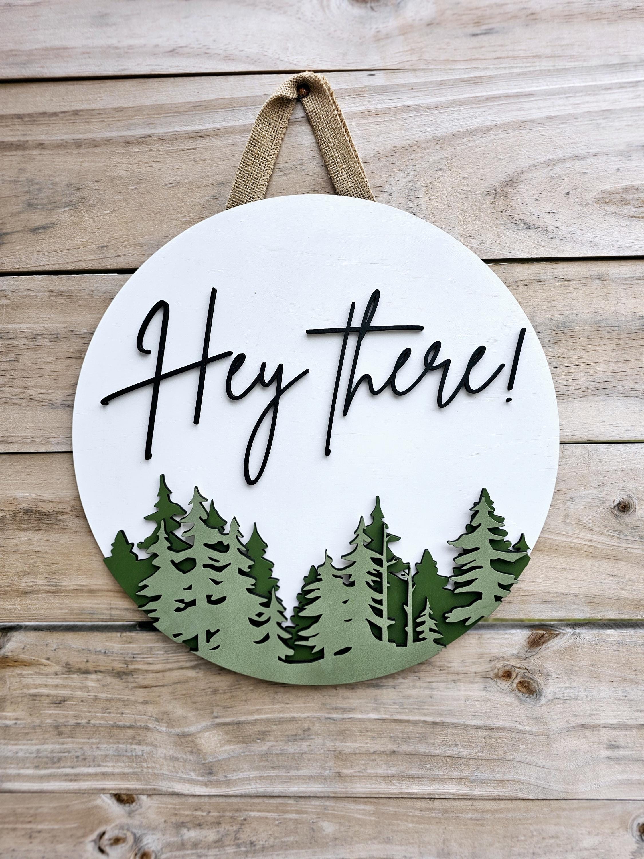 Custom Welcome Door Hanger: Hand-Painted Wood Tree Sign