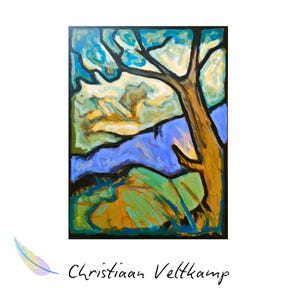 PAISAJE ÁRBOLERO COLORIDO – Pintura acrílica – Arte natural abstracto y audaz – Obra original sobre panel de MDF – Decoración de pared moderna y única