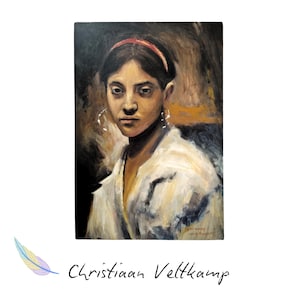 CABEZA DE NIÑA CAPRI – Pintura al óleo clásica – Estudio femenino realista – Bellas artes estilo Sargent – Decoración de pared figurativa atemporal