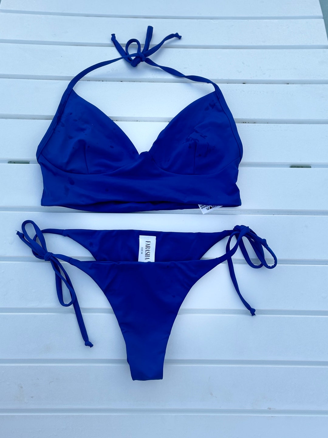Top And String Hollowed Out Halter Top W/ String Brazilian Cut Bottom - Etsy
