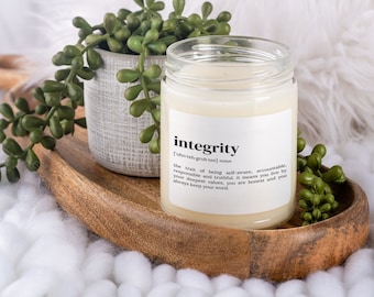 Scented Candle 'Integrity' Print, Scented Candle, Integrity Quote Gift, Funny Gift Idea, Funny Quote Gift, Motivational Gift,, C3-236