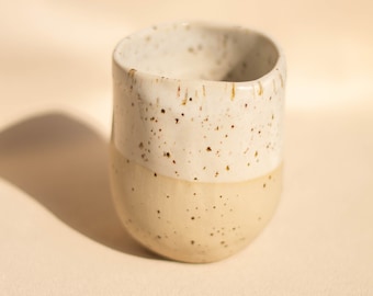 Handmade wabi sabi mug, speckled mug, mug with dots, cappuccino mug, pottery, ceramics, 250 ml/8.45 oz