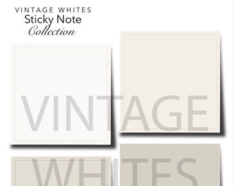 Vintage Whites Digital Sticky Notes Collection