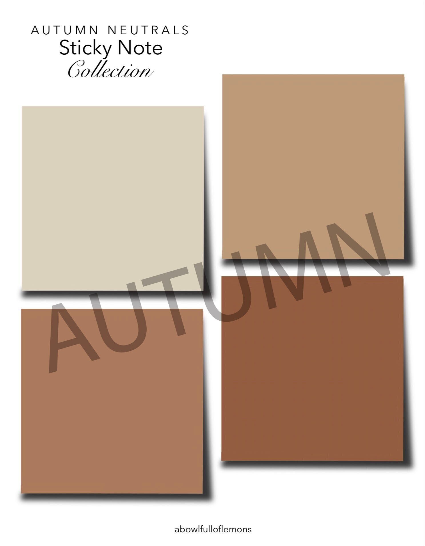 Autumn Neutrals Digital Sticky Notes Collection - Etsy