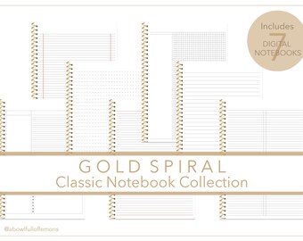 Gold Spiral Classic Notebook Collection | Digital Goodnotes