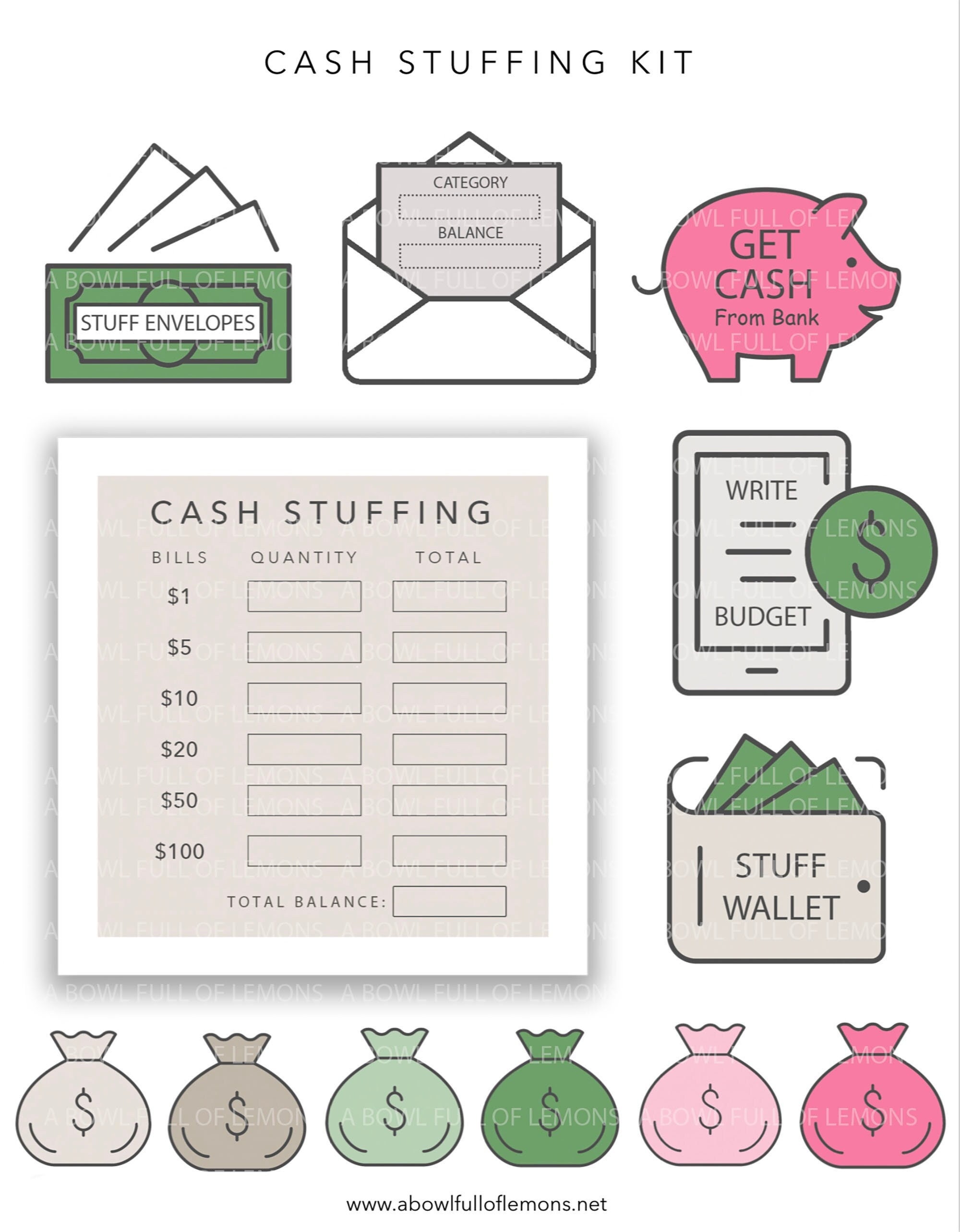 Cash Stuffing Digital Budget Stickers | Cash Envelopes