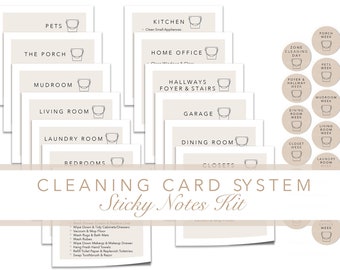 Cleaning Card System Sticky Notes Kit | Digital Goodnotes