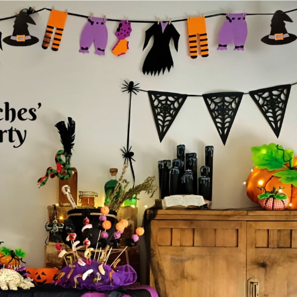 Guirnalda de bruja para Halloween o fiesta - plantilla DIY