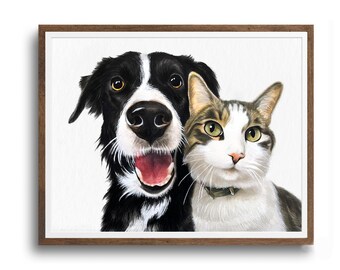 Retrato de mascota personalizado en acuarela: arte de perros y gatos pintado a mano