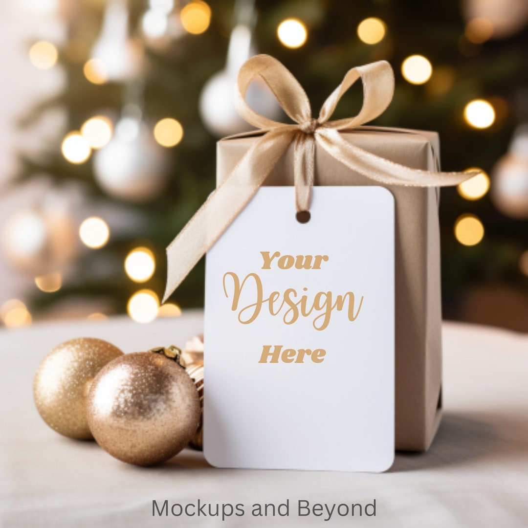 Gift Tag Mockup, Blank White Gift Tag Mockup, Christmas Tag Mockup