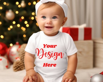 Baby bodysuit mockup, bodysuit mockup, baby mockup, holiday mockup, Christmas mockup