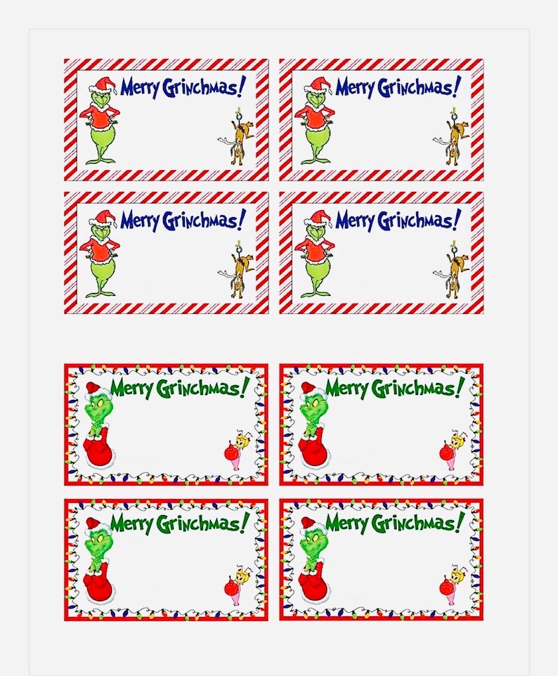 Christmas Gift Tags Grinchmuss Digital Download Printable Image - Etsy