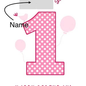 Personalize o cartão de primeiro aniversário com o nome download digital