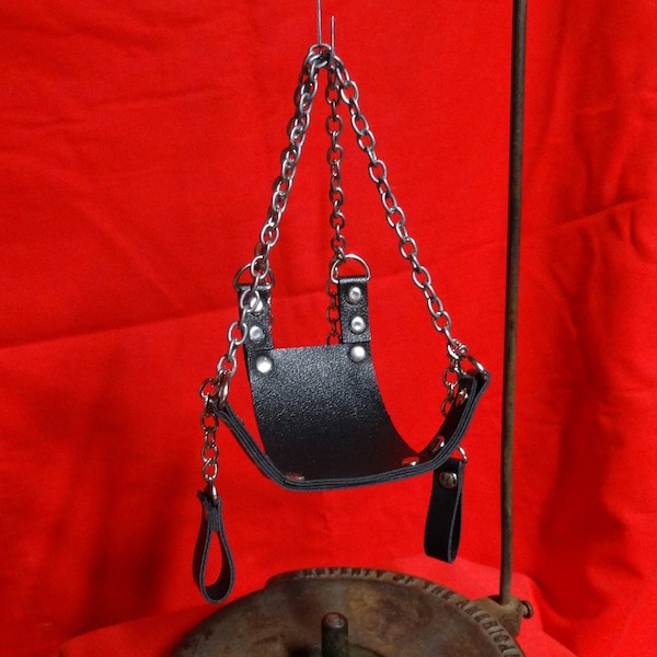 Miniature Sex Swing Sling Funny Naughty Fetish BDSM Ornament for Holiday Christmas Tree or Rearview Mirror: Black w/Gun Metal