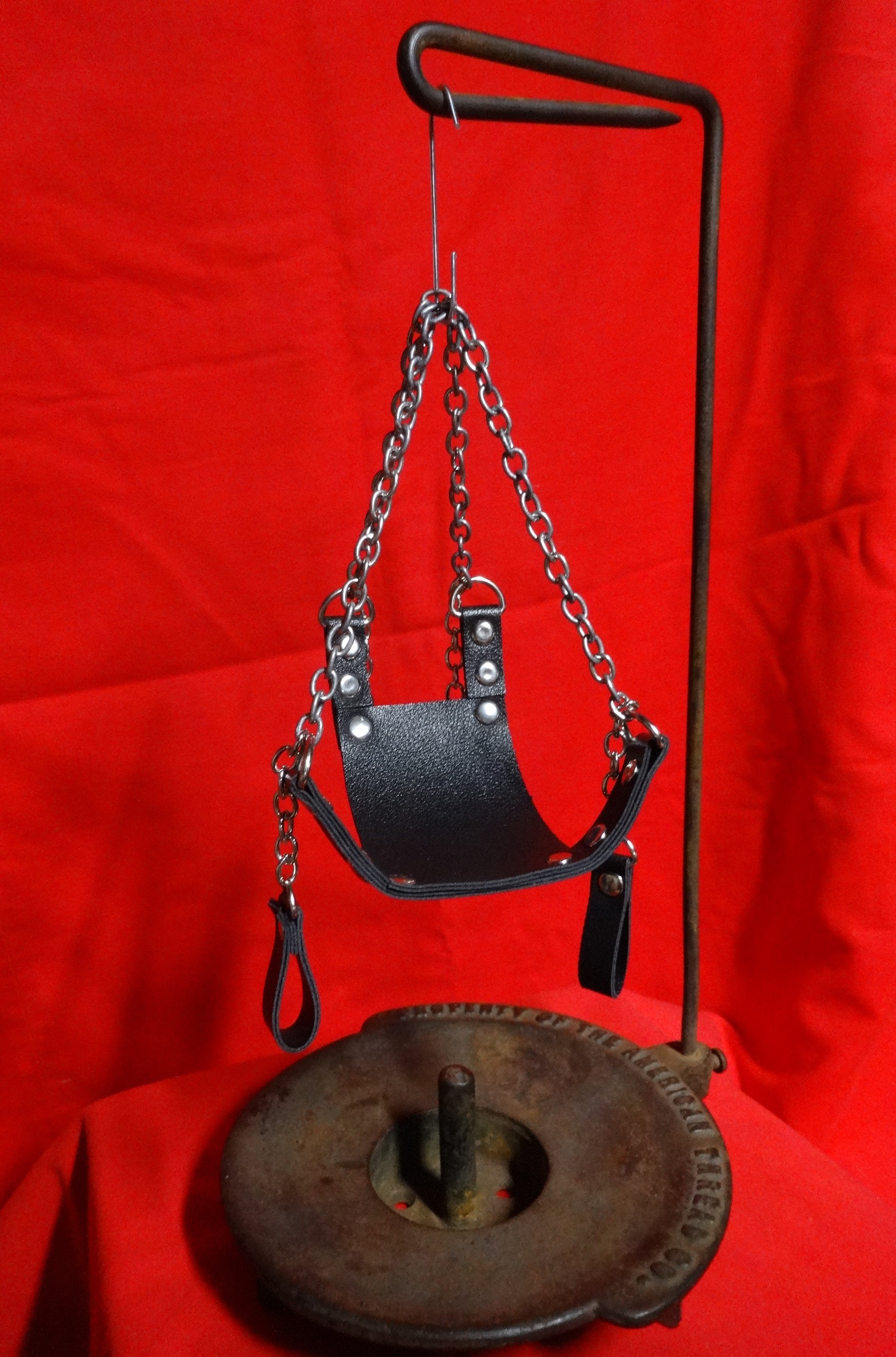 Miniature Sex Swing Sling Funny Naughty Fetish BDSM Ornament for Holiday Christmas Tree or Rearview Mirror: Black w/Gun Metal