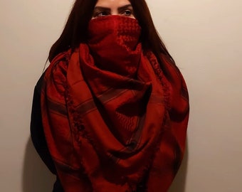 Keffiyeh Palestine Scarf Style, Cotton Arafat Hatta Arab Style Headscarf for Men and Women, Traditional Shemagh with Tassels, Free Palestine