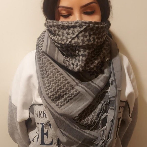 Keffiyeh Palestine Scarf - Traditional Cotton Shemagh with Tassels, Free Palestine Kufiya, Arab Style Headscarf for Men and Women