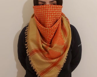 Keffiyeh Palestine Scarf - Traditional Cotton Shemagh with Tassels, Free Palestine, Arafat Hatta Arab Style Headscarf for Men and Women