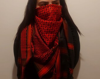 Keffiyeh Palestine Kufyia Scarf Style - Free Palestine, Arab Style Kufiyah Headscarf for Men and Women, Traditional Cotton Shemagh