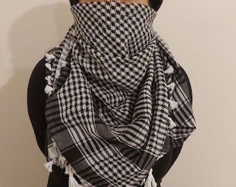 Keffiyeh Palestina sjaal - vrij Palestina, traditionele katoenen Shemagh met kwastjes, Arafat Hatta Arabische stijl hoofddoek voor mannen en vrouwen