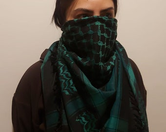 Keffiyeh Palestine Scarf - Free Palestine, Traditional Cotton Shemagh with Tassels, Arafat Hatta Arab Style Headscarf for Men and Women