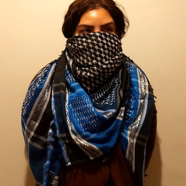 Keffiyeh Palestine Scarf - Free Palestine, Traditional Cotton Shemagh with Tassels, Arafat Hatta Arab Style Headscarf for Men and Women