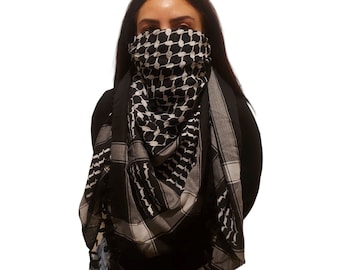 Keffiyeh Palestine Scarf Style, Cotton Arafat Hatta Arab Style Headscarf for Men and Women, Traditional Shemagh with Tassels Limited Edition