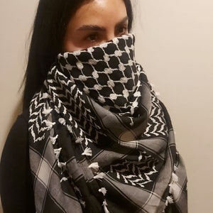 Keffiyeh Palestine Scarf Traditional Cotton Shemagh with Tassels, Free Palestine Kufiya, Arab Style Headscarf for Men and Women image 4