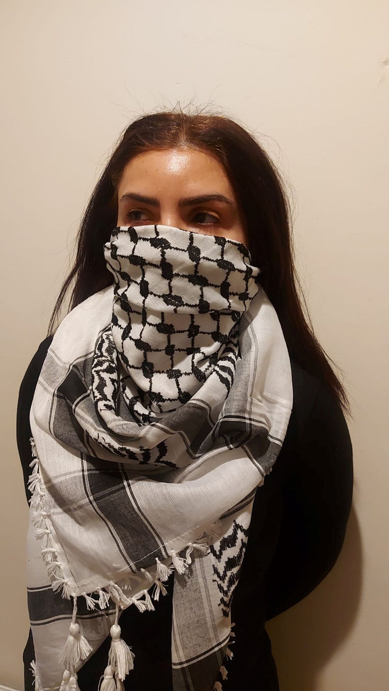 Keffiyeh Palestine Scarf Arafat Hatta Arab Style Headscarf for Men and Women, Traditional Cotton Shemagh with Tassels, Free Palestine zdjęcie 2